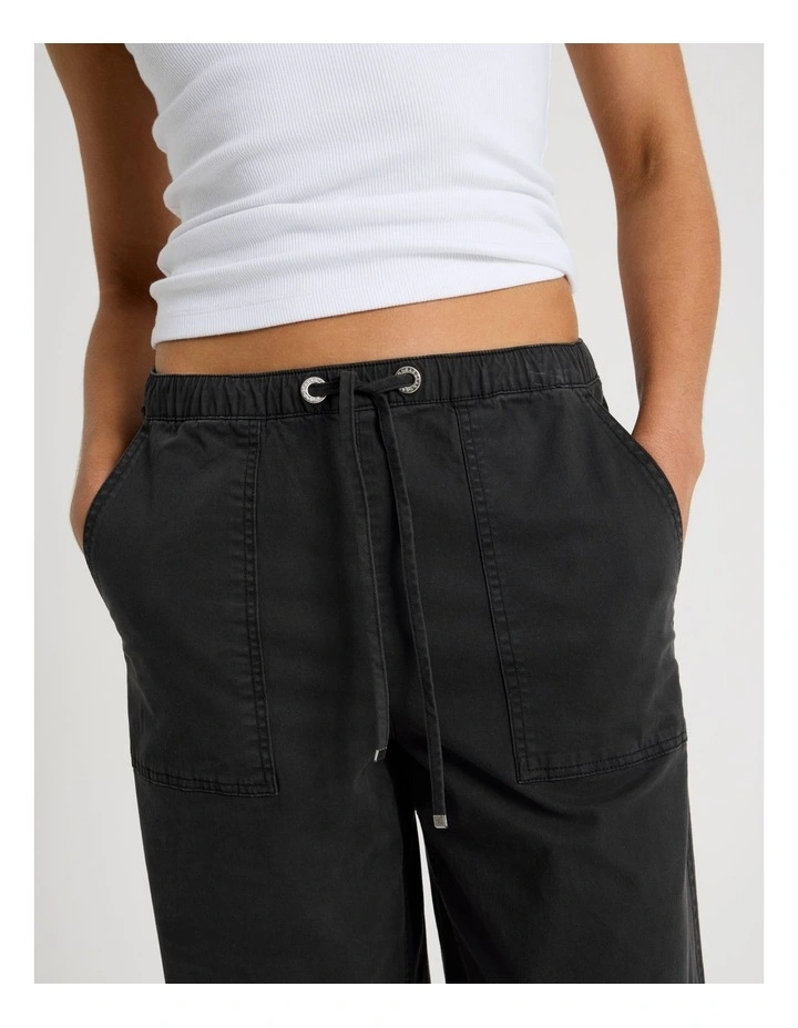 Elastic Waist Utility Pant in Black image 4
