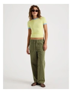 Elastic Waist Utility Pant in Khaki