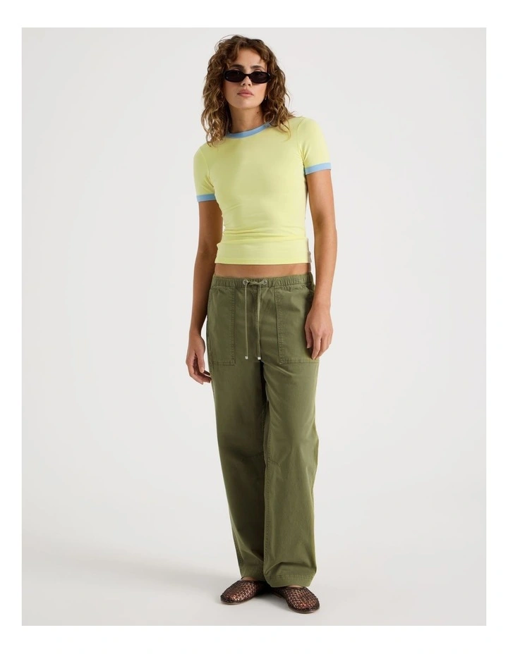 Elastic Waist Utility Pant in Khaki image 1