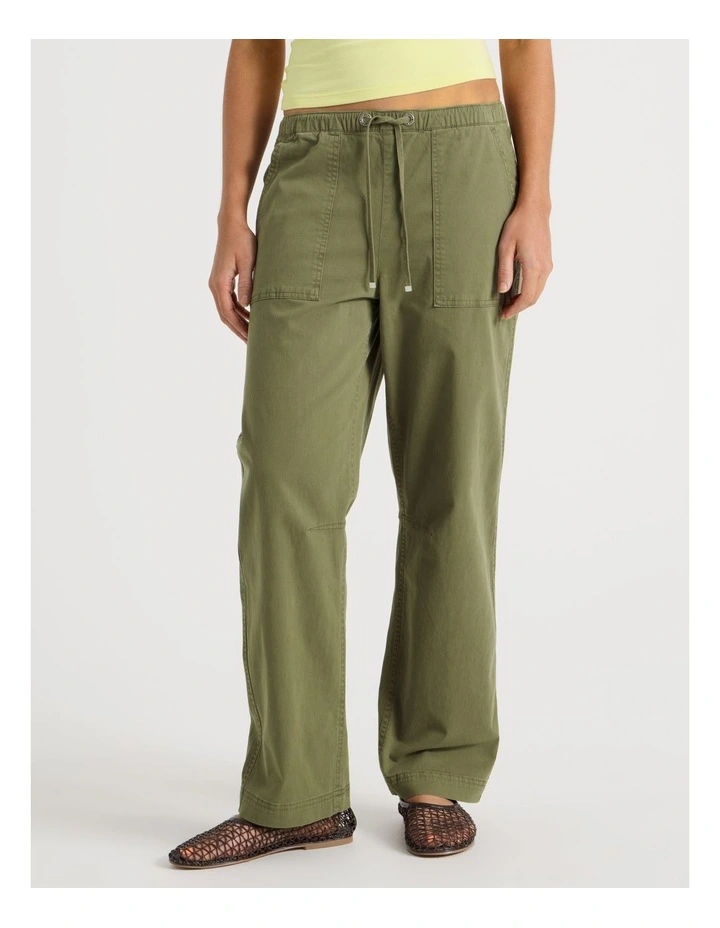 Elastic Waist Utility Pant in Khaki image 2