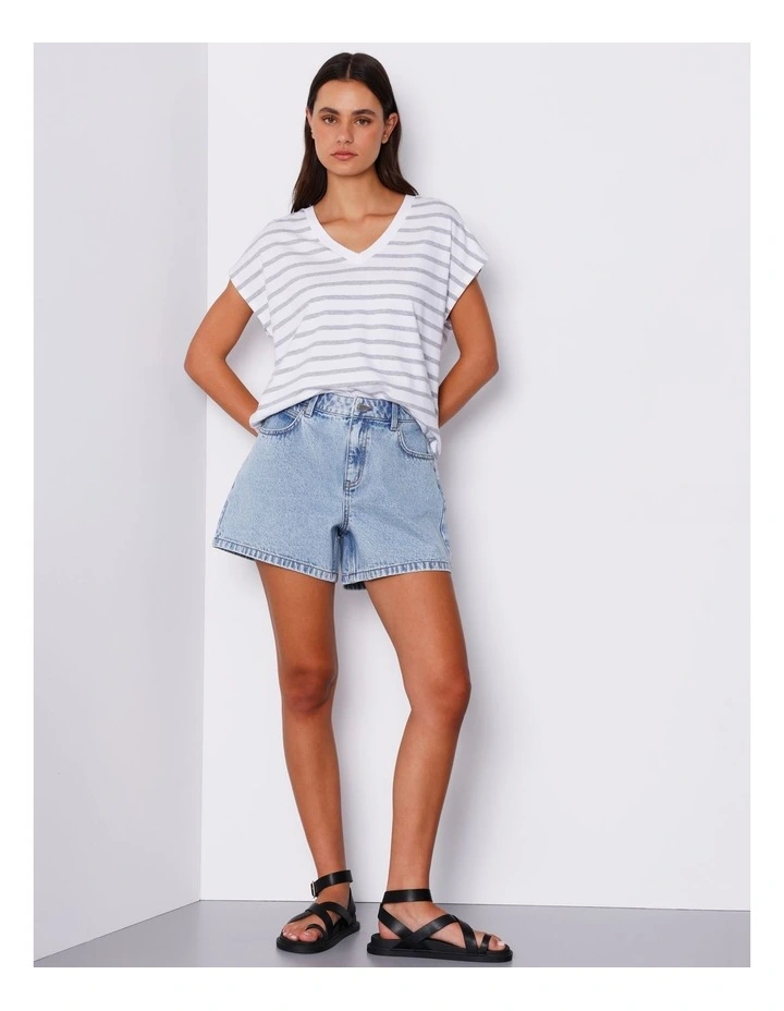 Organic Blend A-Line Denim Short in Light Vintage Blue image 1