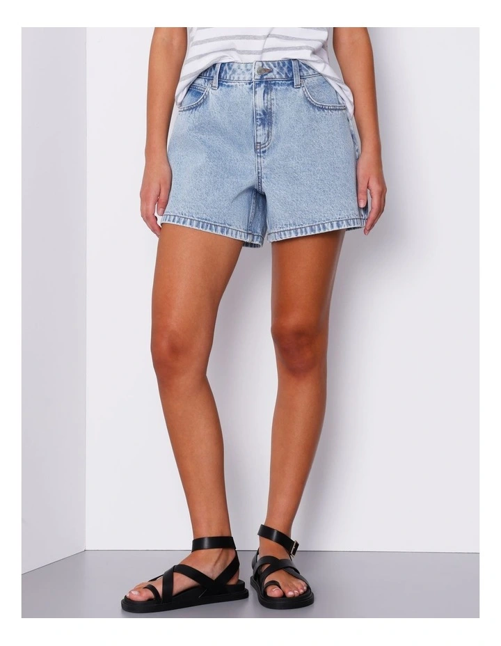 Organic Blend A-Line Denim Short in Light Vintage Blue image 2