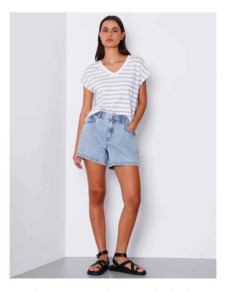 Organic Blend A-Line Denim Short in Light Vintage Blue image 4