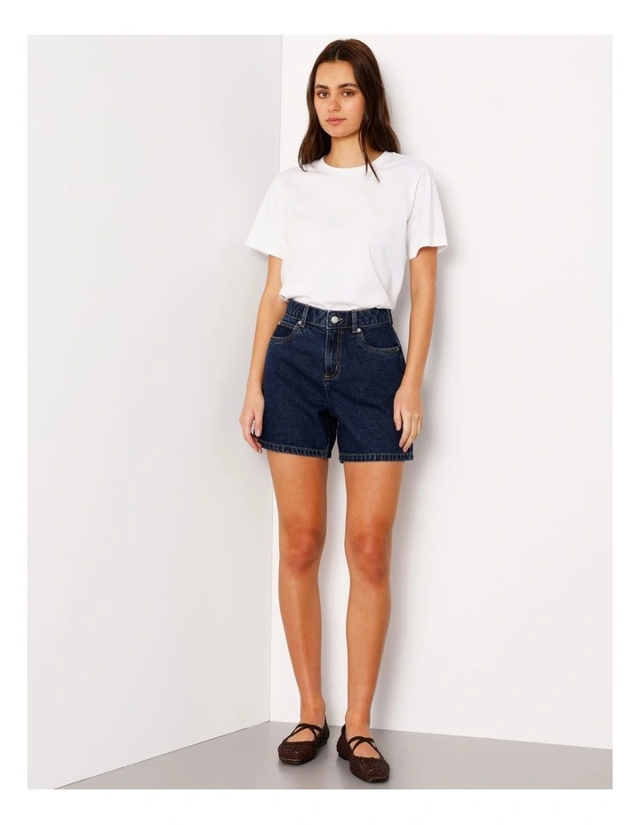Organic Blend A-Line Denim Short in True Blue image 3