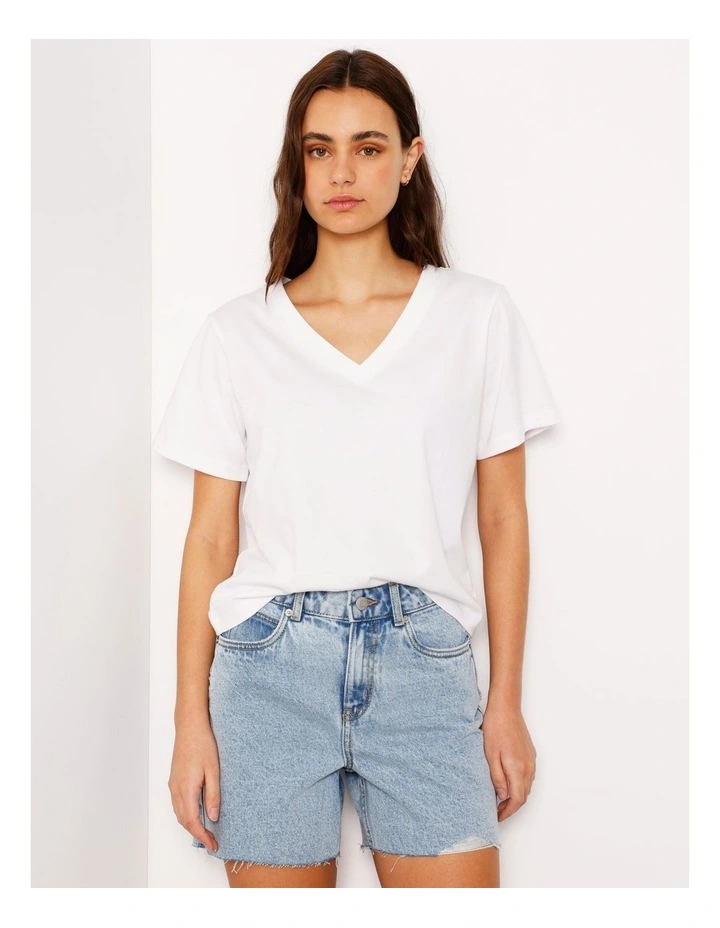 Organic Blend A-Line Denim Short Raw Hem in Bondi Blue image 4
