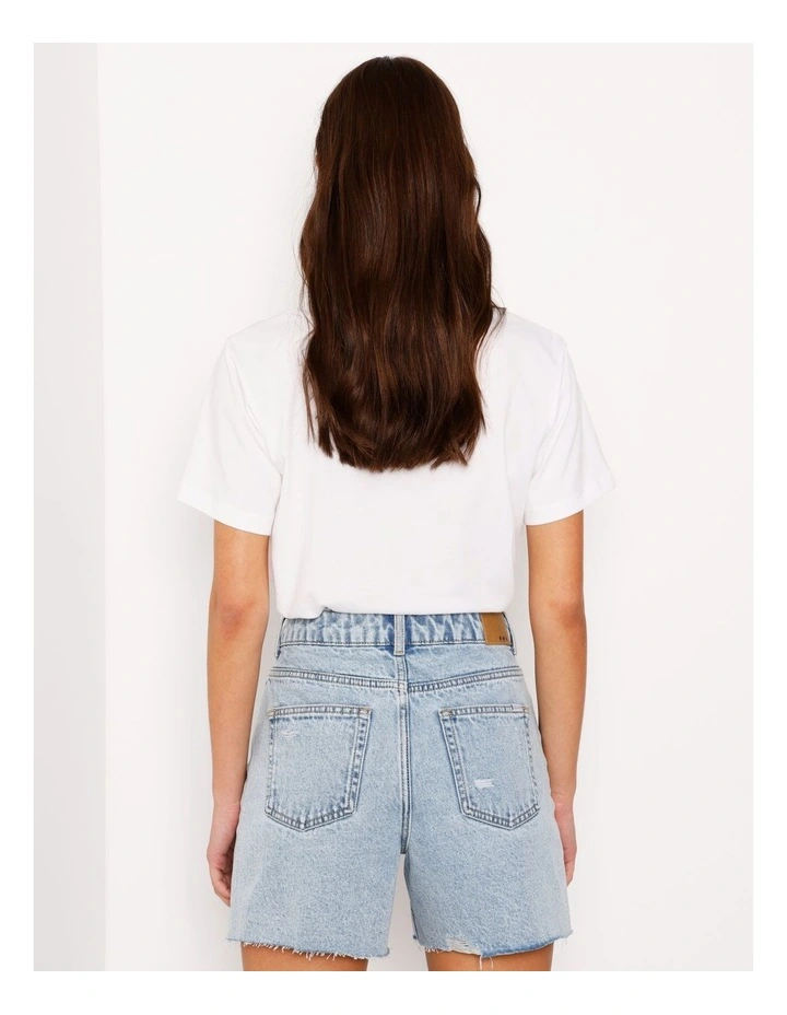 Organic Blend A-Line Denim Short Raw Hem in Bondi Blue image 6