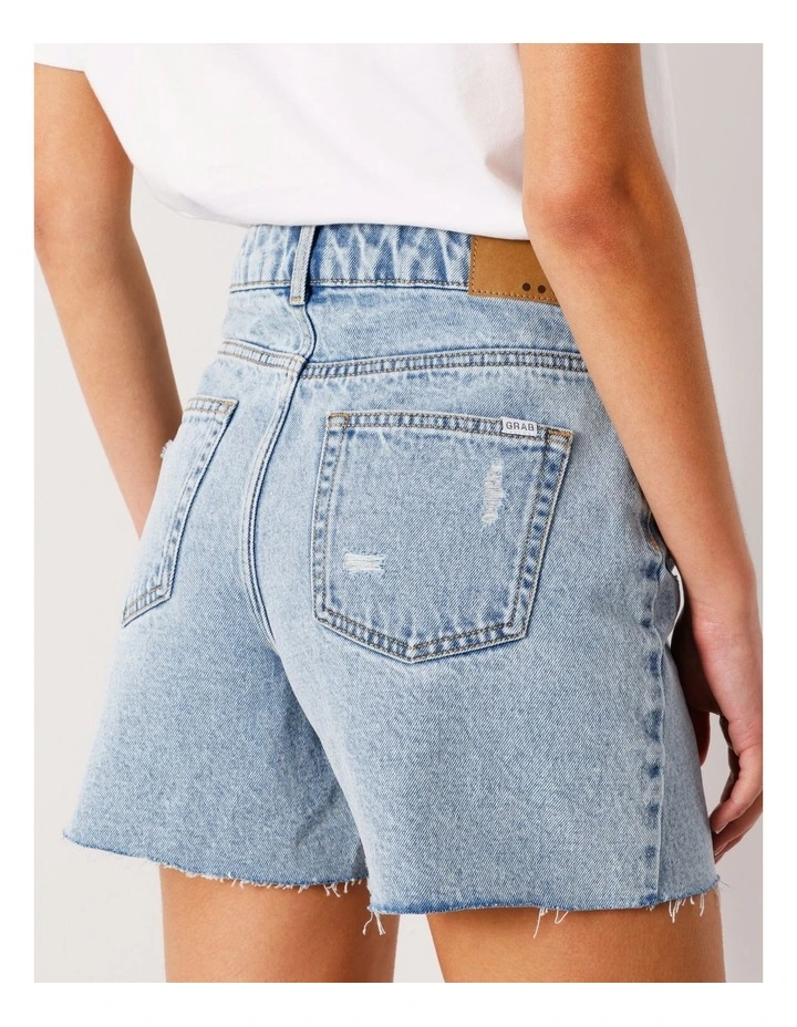Organic Blend A-Line Denim Short Raw Hem in Bondi Blue image 7
