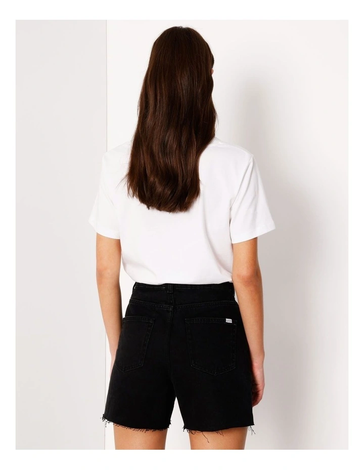 Organic Blend A-Line Denim Short Raw Hem in Washed Black image 5