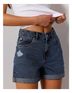 Roll Cuff Denim Short in Pure Blue