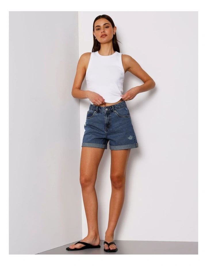 Roll Cuff Denim Short in Pure Blue image 2
