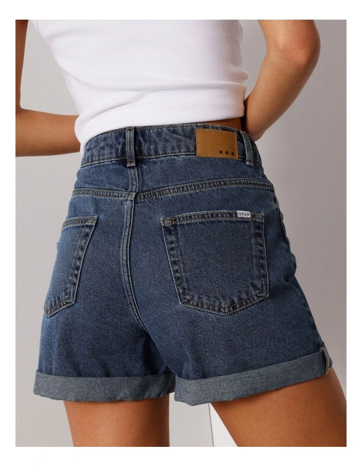 Roll Cuff Denim Short in Pure Blue image 4