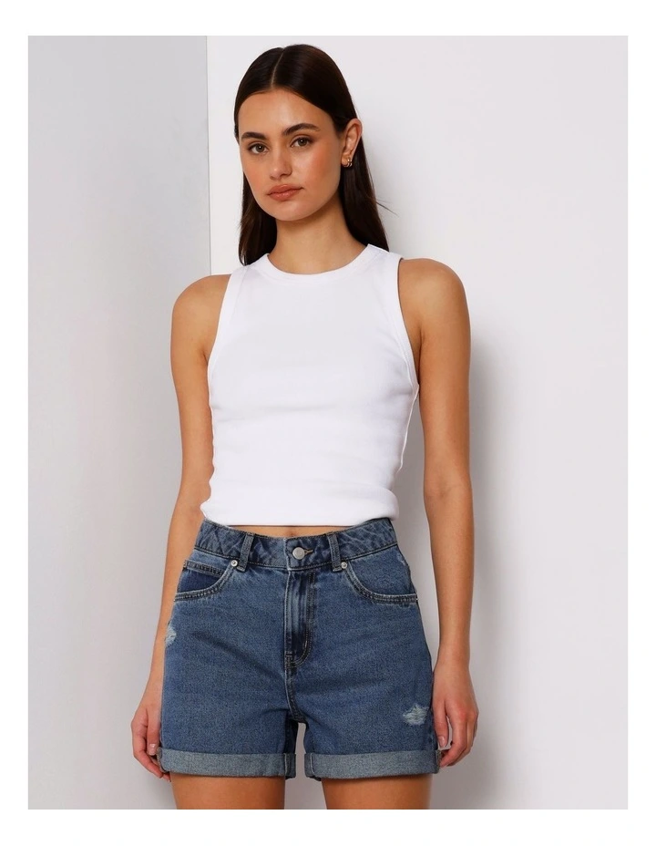 Roll Cuff Denim Short in Pure Blue image 7