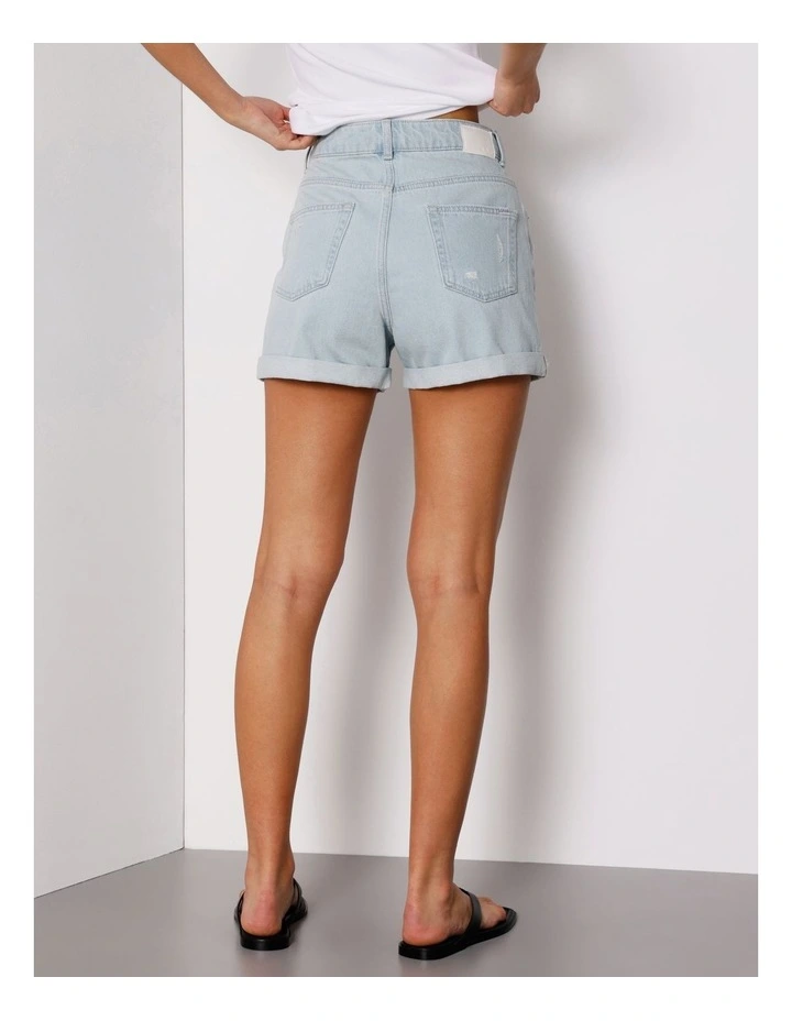 Roll Cuff Denim Short in Ice Blue image 5