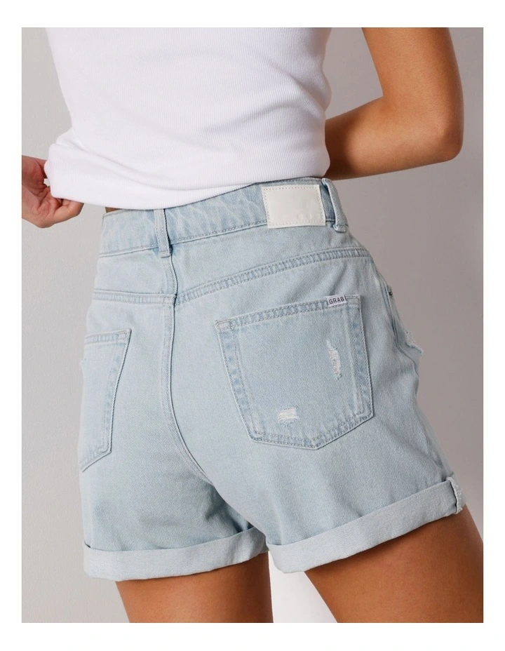 Roll Cuff Denim Short in Ice Blue image 6