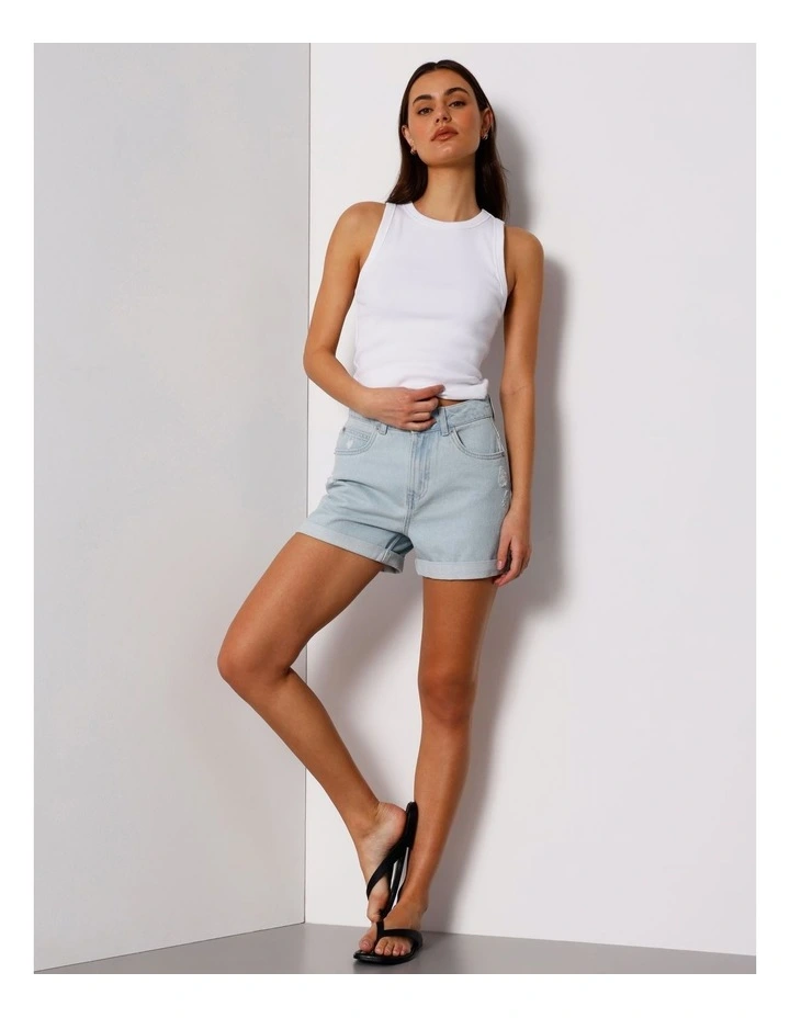 Roll Cuff Denim Short in Ice Blue image 7