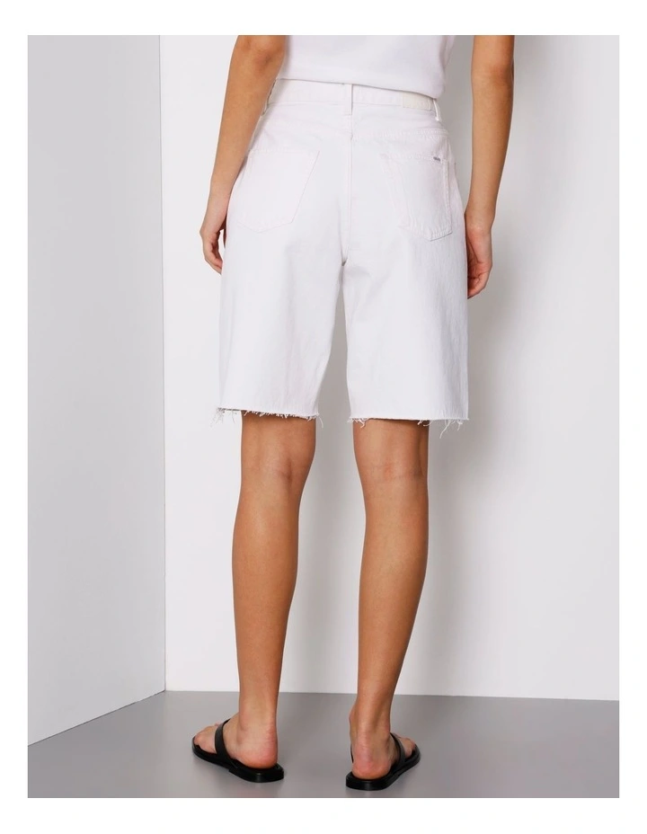 Denim Jort Raw Hem in Ecru image 5