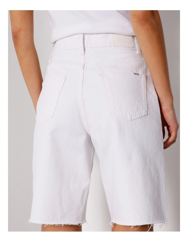 Denim Jort Raw Hem in Ecru image 6