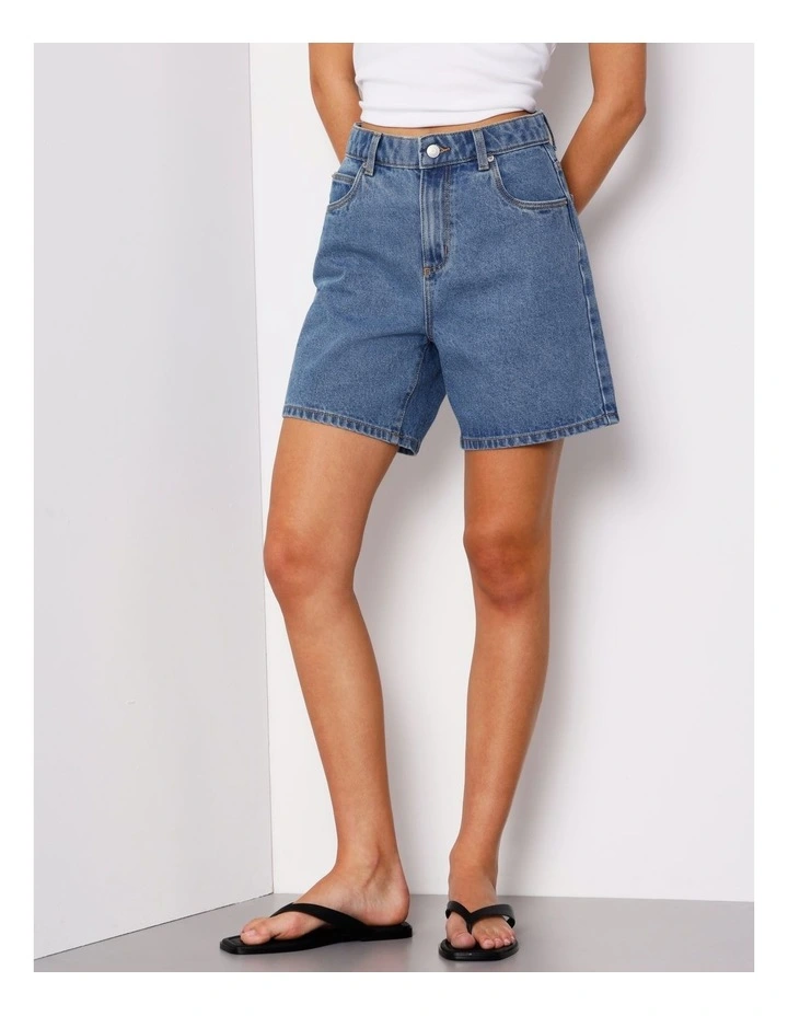 High Rise Mid Length Shorts in Bright Blue image 2