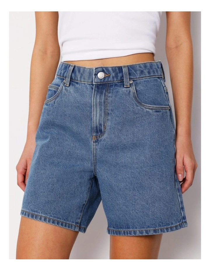 High Rise Mid Length Shorts in Bright Blue image 3