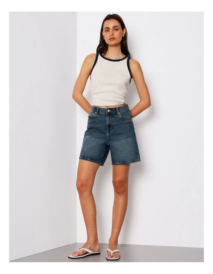 High Rise Mid Length Shorts in Vintage Jade image 1