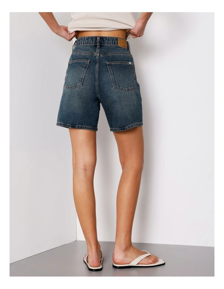 High Rise Mid Length Shorts in Vintage Jade image 4