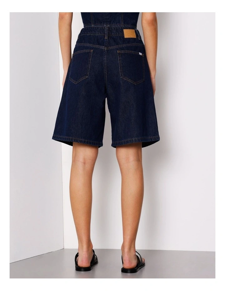 Pleat Front Long Short in Indigo image 4