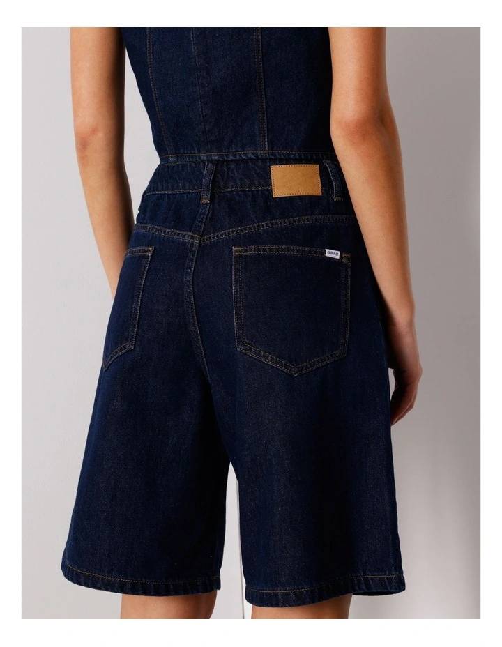 Pleat Front Long Short in Indigo image 5