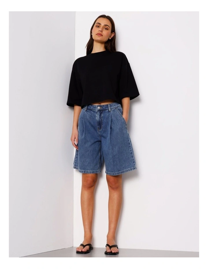 Pleat Front Long Short in Pacific Blue image 3