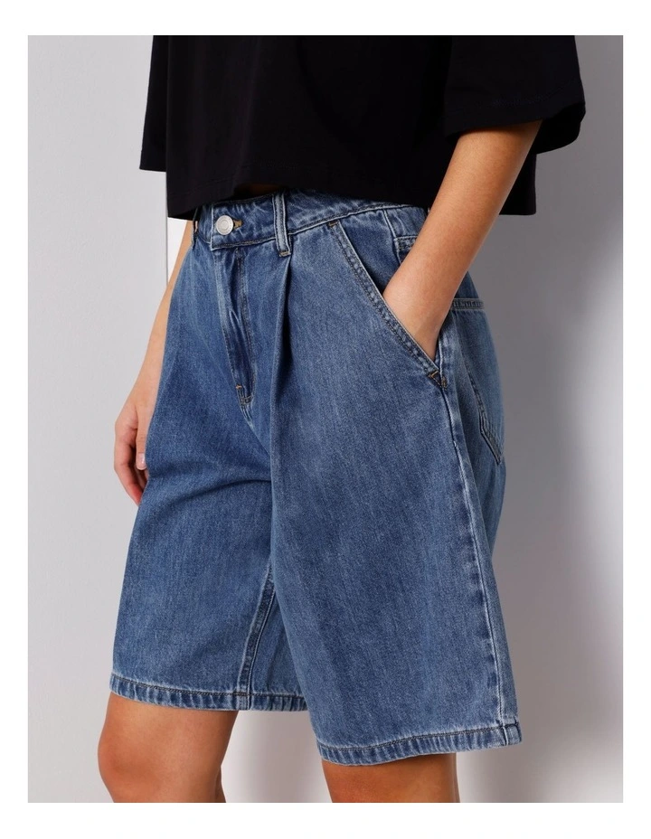 Pleat Front Long Short in Pacific Blue image 7