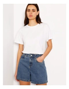Organic Blend A-Line Denim Short in Pacific Blue