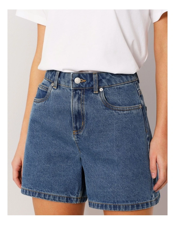 Organic Blend A-Line Denim Short in Pacific Blue image 2