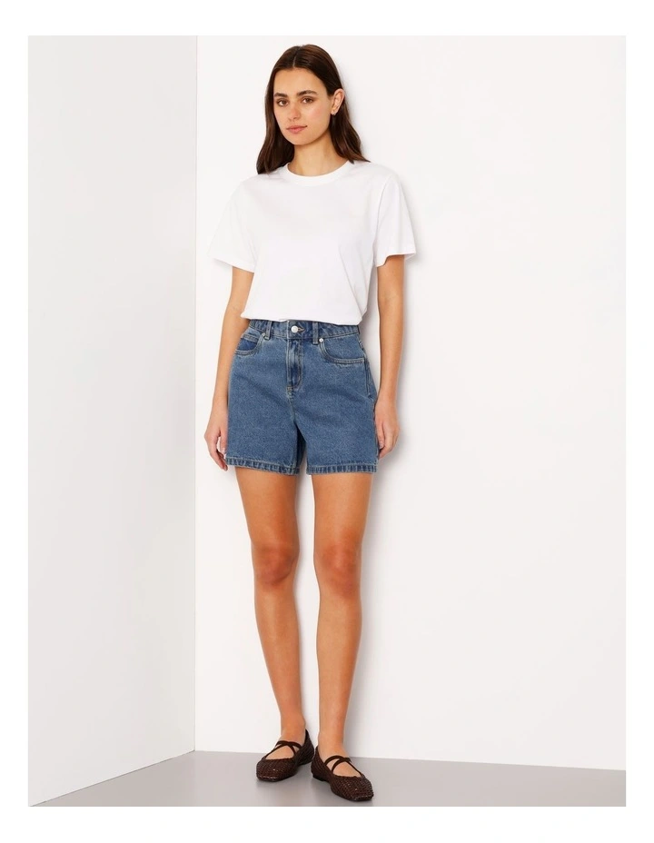 Organic Blend A-Line Denim Short in Pacific Blue image 3