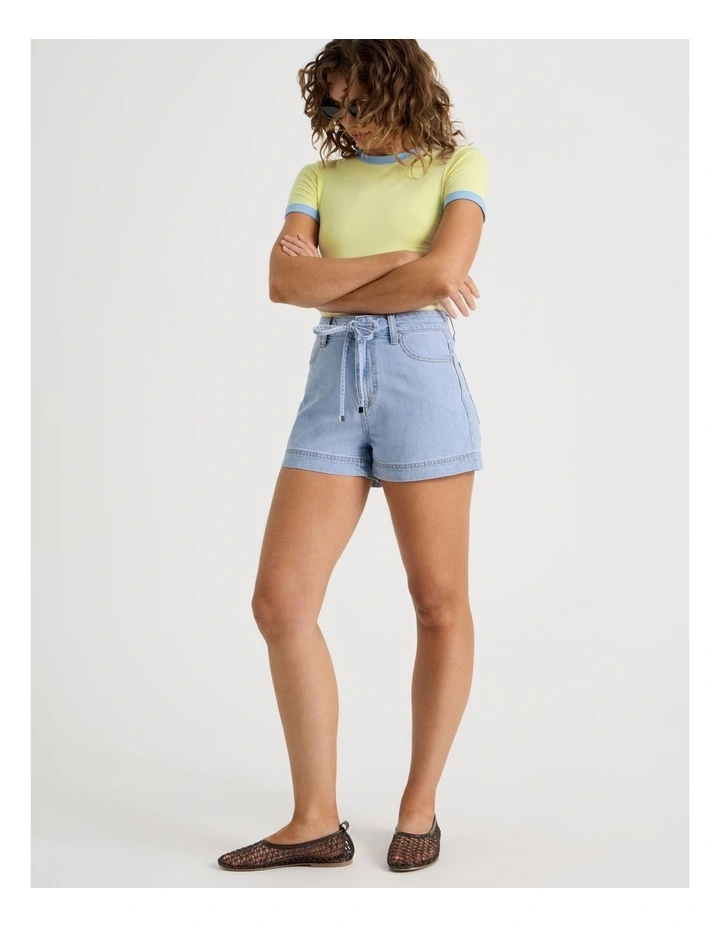 Tie Waist Short in Blue image 2