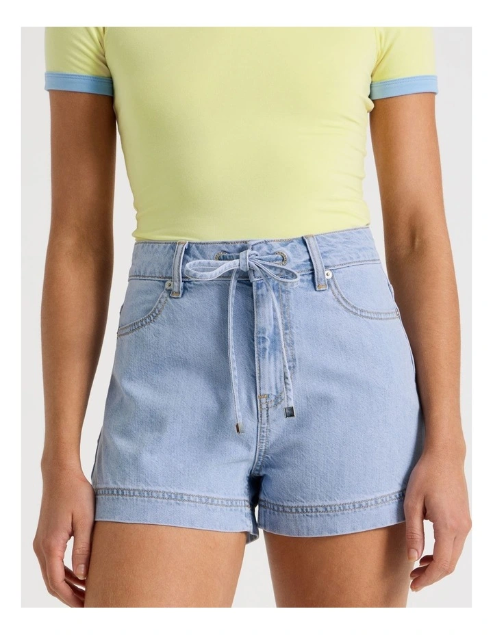 Tie Waist Short in Blue image 3