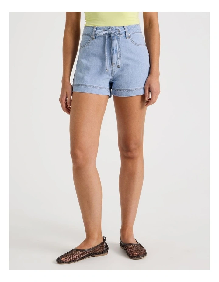 Tie Waist Short in Blue image 4