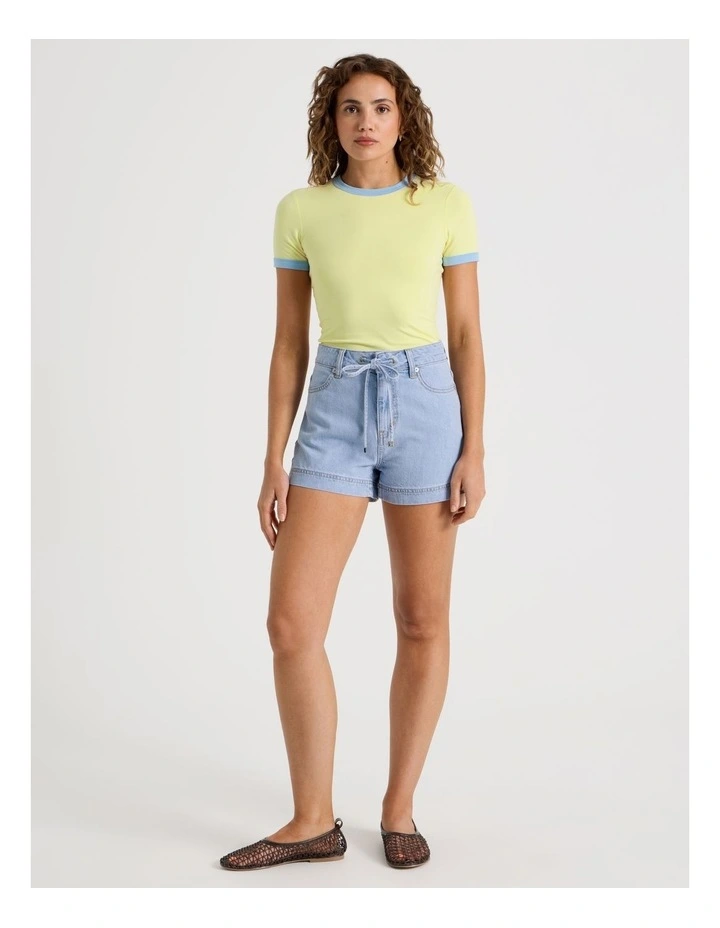 Tie Waist Short in Blue image 7