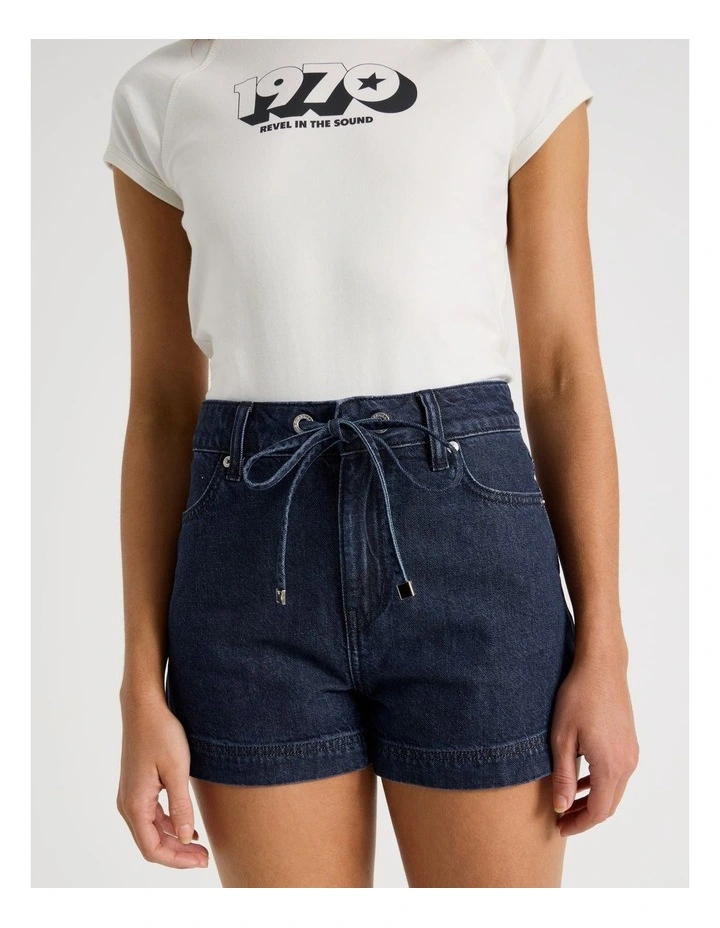 Tie Waist Short in Navy image 2