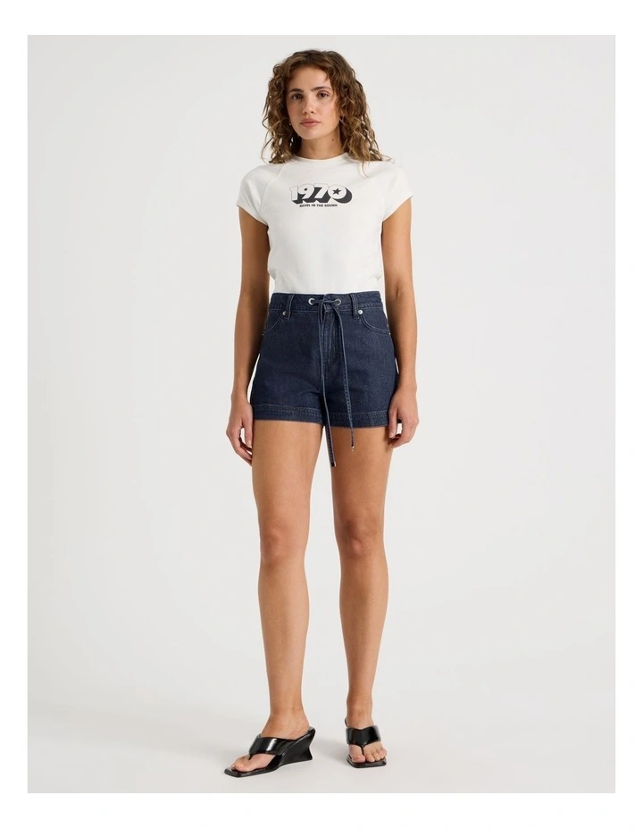Tie Waist Short in Navy image 3