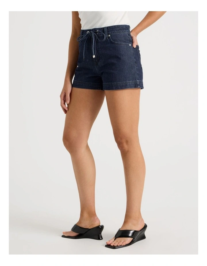 Tie Waist Short in Navy image 4