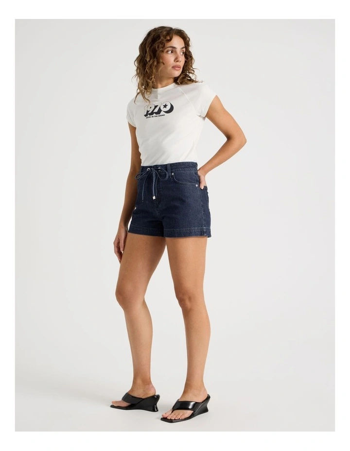 Tie Waist Short in Navy image 5