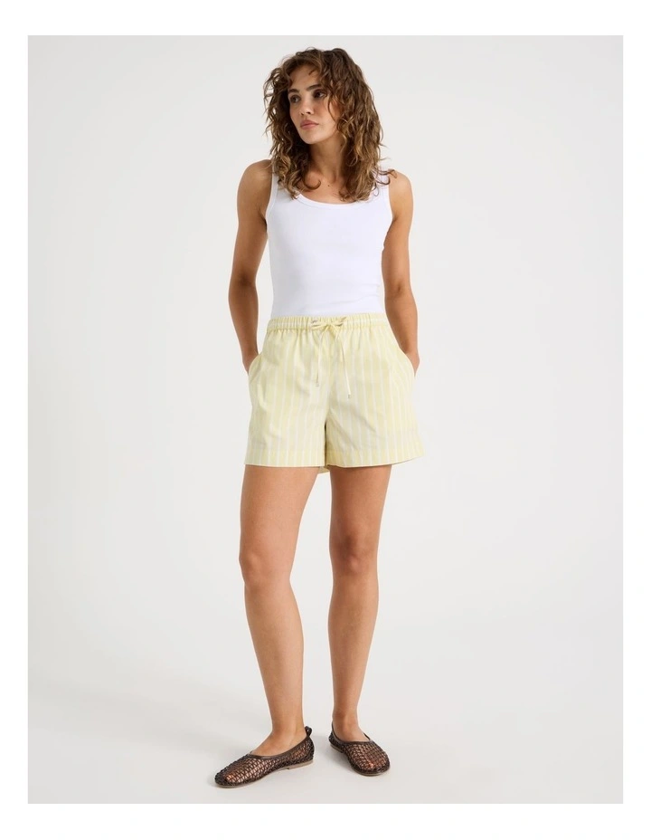 Poplin Elastic Waist Short in Yellow image 4
