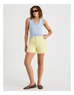 High Rise Denim Short in Yellow