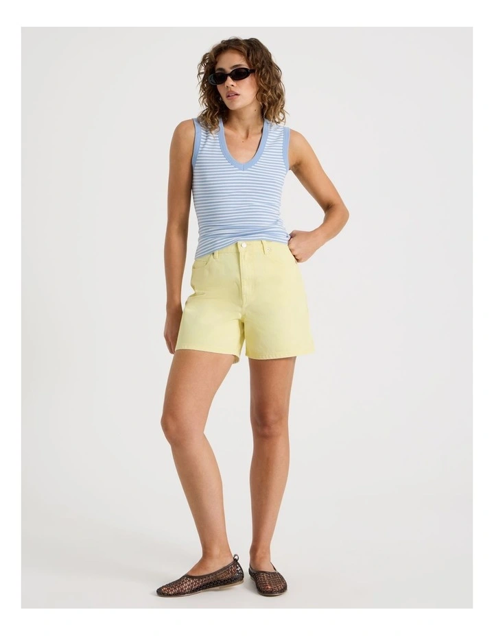 High Rise Denim Short in Yellow image 1