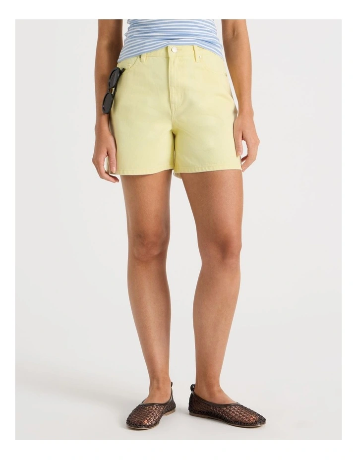 High Rise Denim Short in Yellow image 2