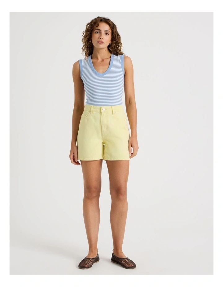 High Rise Denim Short in Yellow image 3