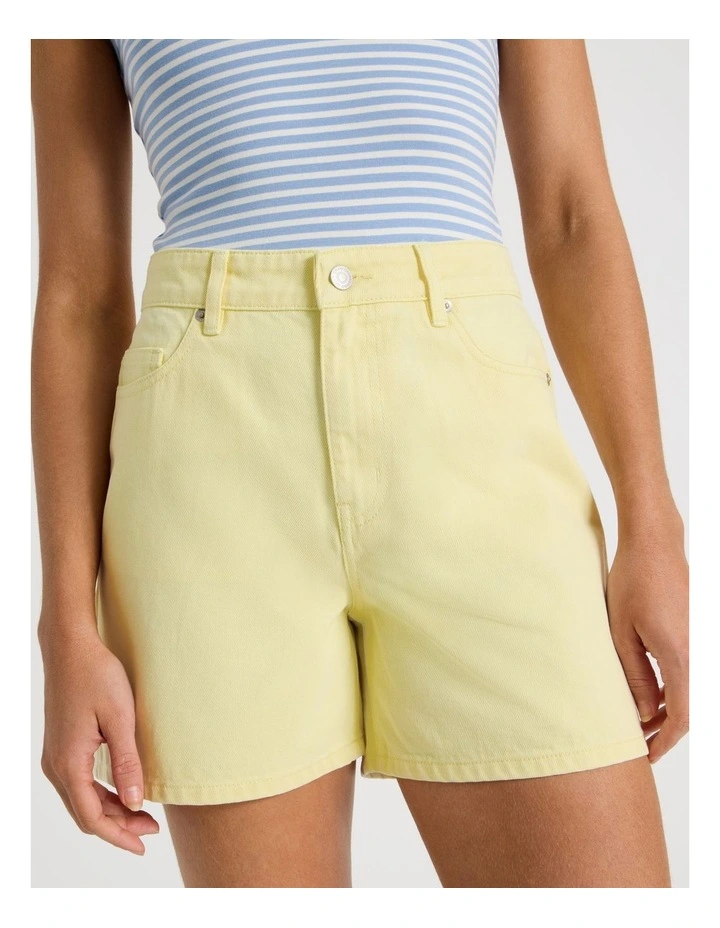 High Rise Denim Short in Yellow image 4