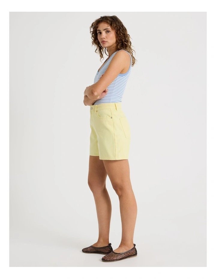 High Rise Denim Short in Yellow image 5