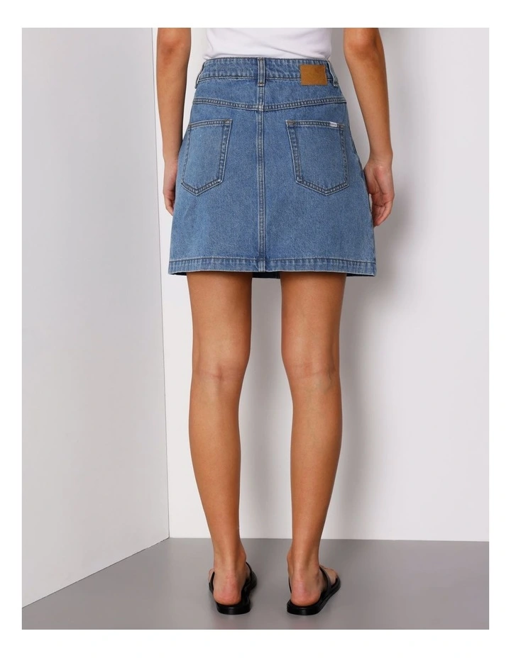 Patch Pocket Denim Mini Skirt in Pacific Blue image 4