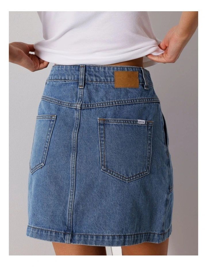 Patch Pocket Denim Mini Skirt in Pacific Blue image 5