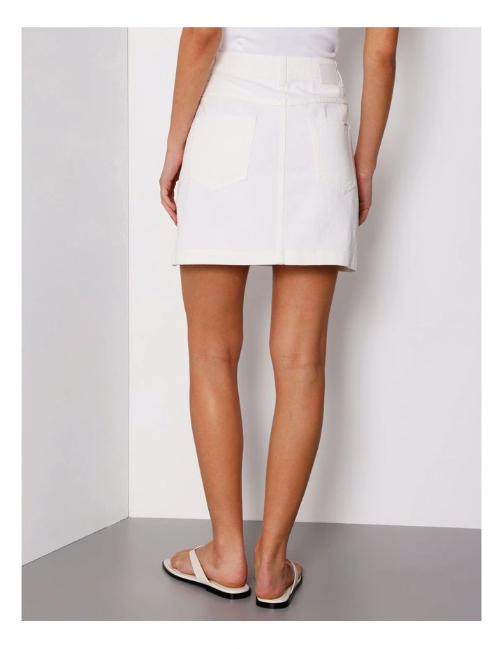 Patch Pocket Denim Mini Skirt in Ecru image 5